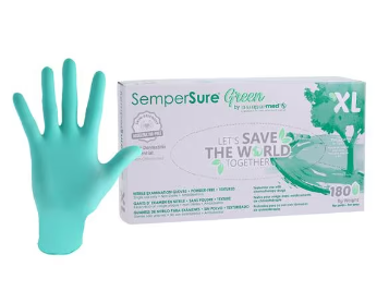 Sempermed USA Exam Glove, Nitrile, Green, Textured, X-Large, Powder Free (PF), 180/bx