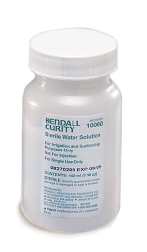 Cardinal Health Sterile Water Bottle, 3.38 oz, Safety Seal, 6/pk, 8 pk/cs