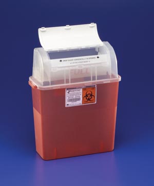 Cardinal Health Sharps Container, 3 Gal, Translucent Red, 20½"H x 6"D x 14"W