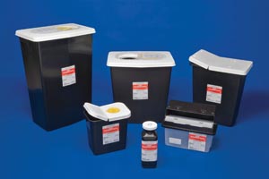 Cardinal Health Hazardous Waste Container, Slide Lid, Black, 12 Gal (Suggested sub 8618RC)