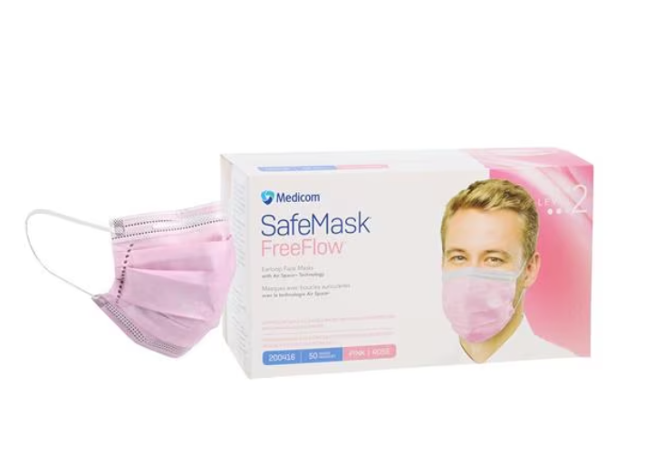 Medicom, Inc. FreeFlow Face Mask, ASTM Level 2, Pink