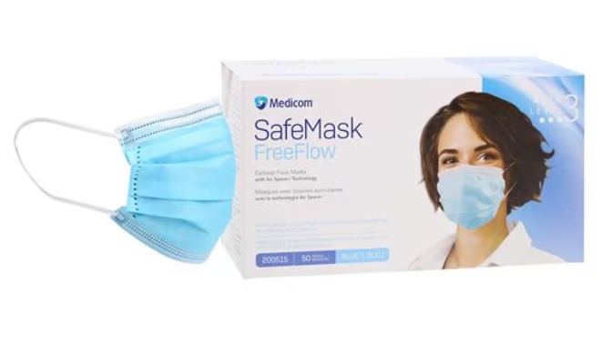 Medicom, Inc. FreeFlow Face Mask, ASTM Level 3, Blue