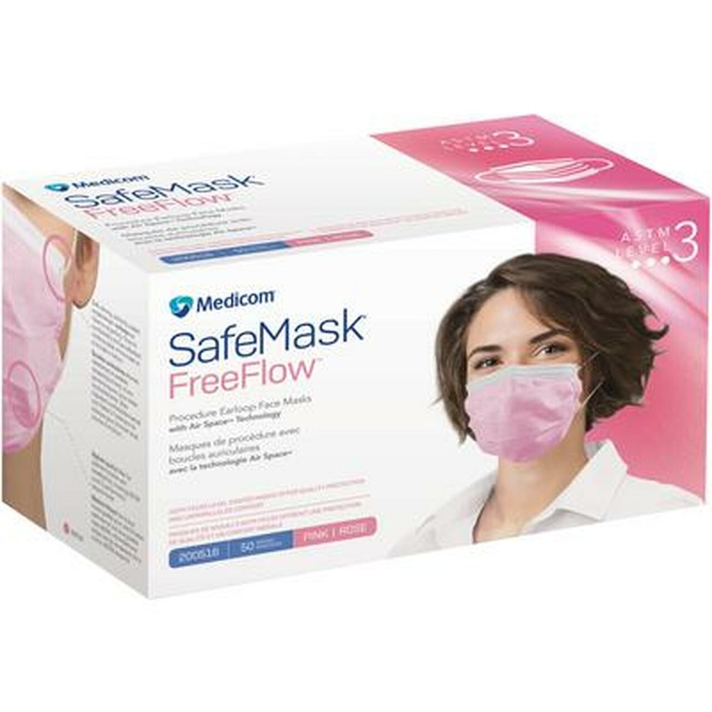 Medicom, Inc. FreeFlow Face Mask, ASTM Level 3, Pink