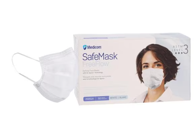 Medicom, Inc. FreeFlow Face Mask, ASTM Level 3, White