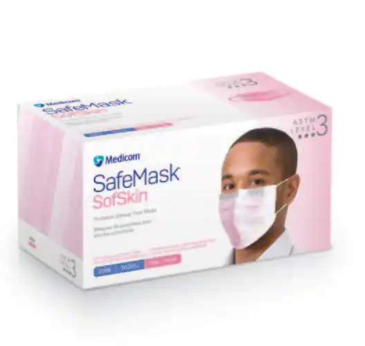 Medicom, Inc. Procedure Earloop Mask, ASTM Level 3, Pink