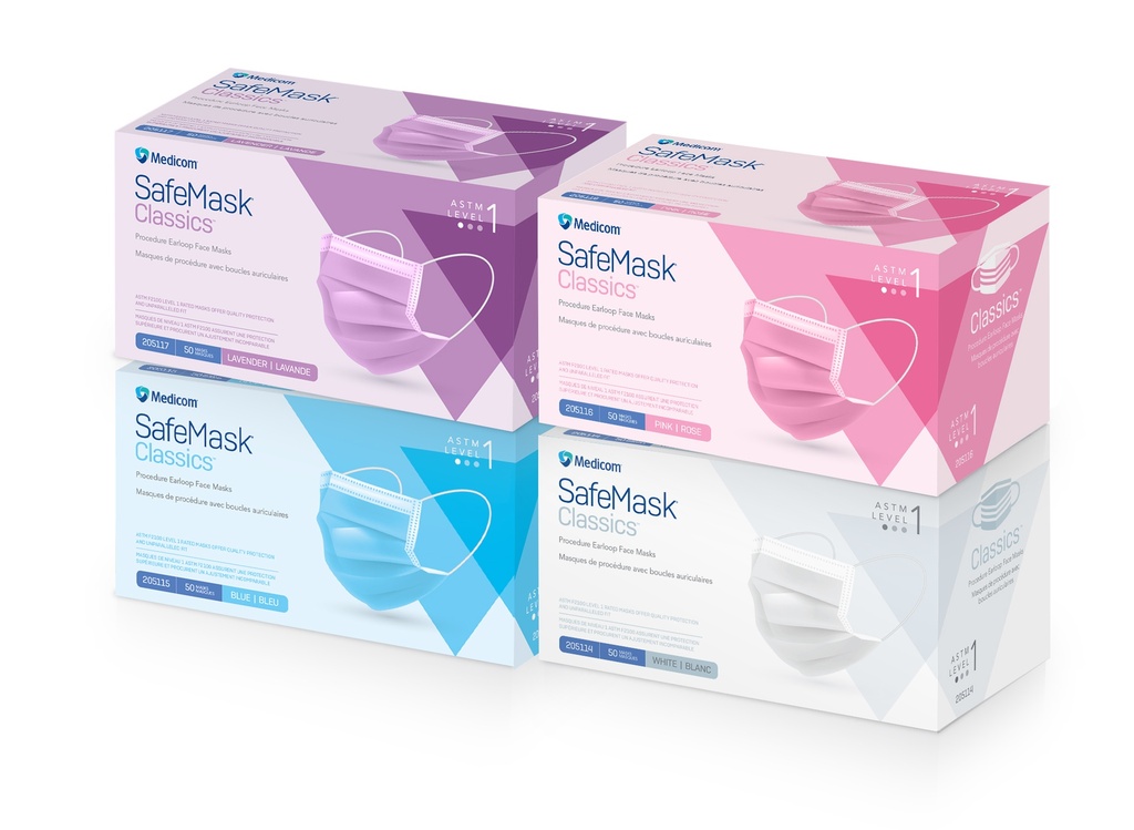 Medicom, Inc. Procedure Earloop Face Mask ASTM Level 1, Blue