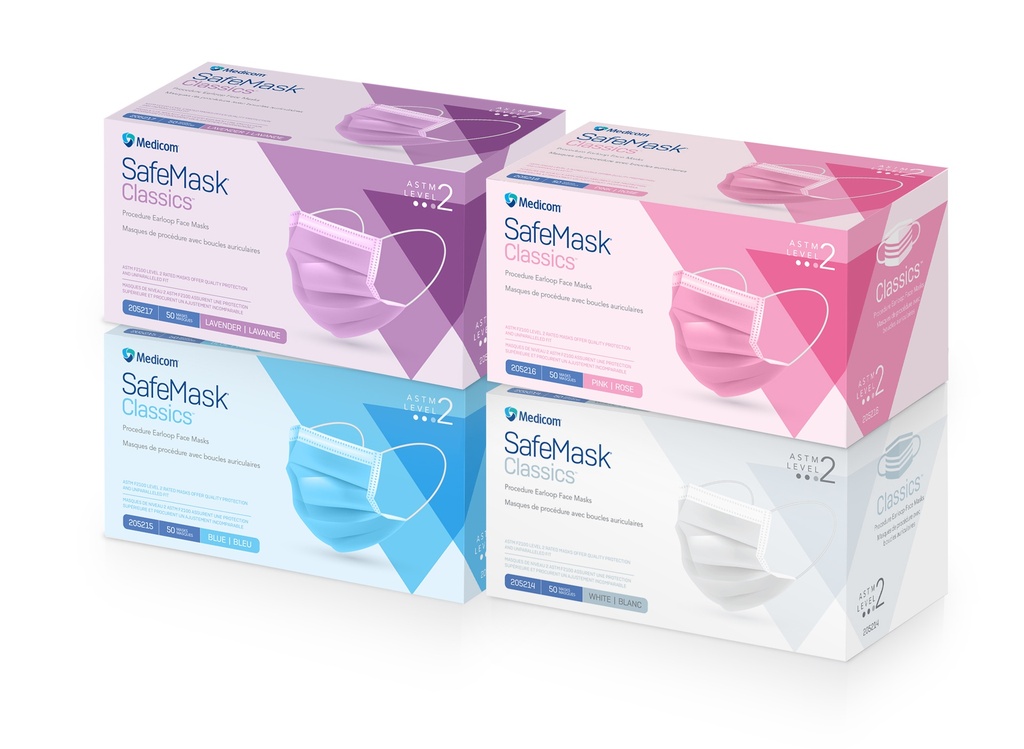 Medicom, Inc. Procedure Earloop Face Mask ASTM Level 2, Blue