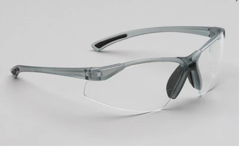 Palmero Safety Glasses, Grey Frame/Clear Lens, Universal Size