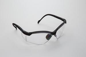 Palmero Safety Glasses, Black Frame/Clear Lens. Universal Size