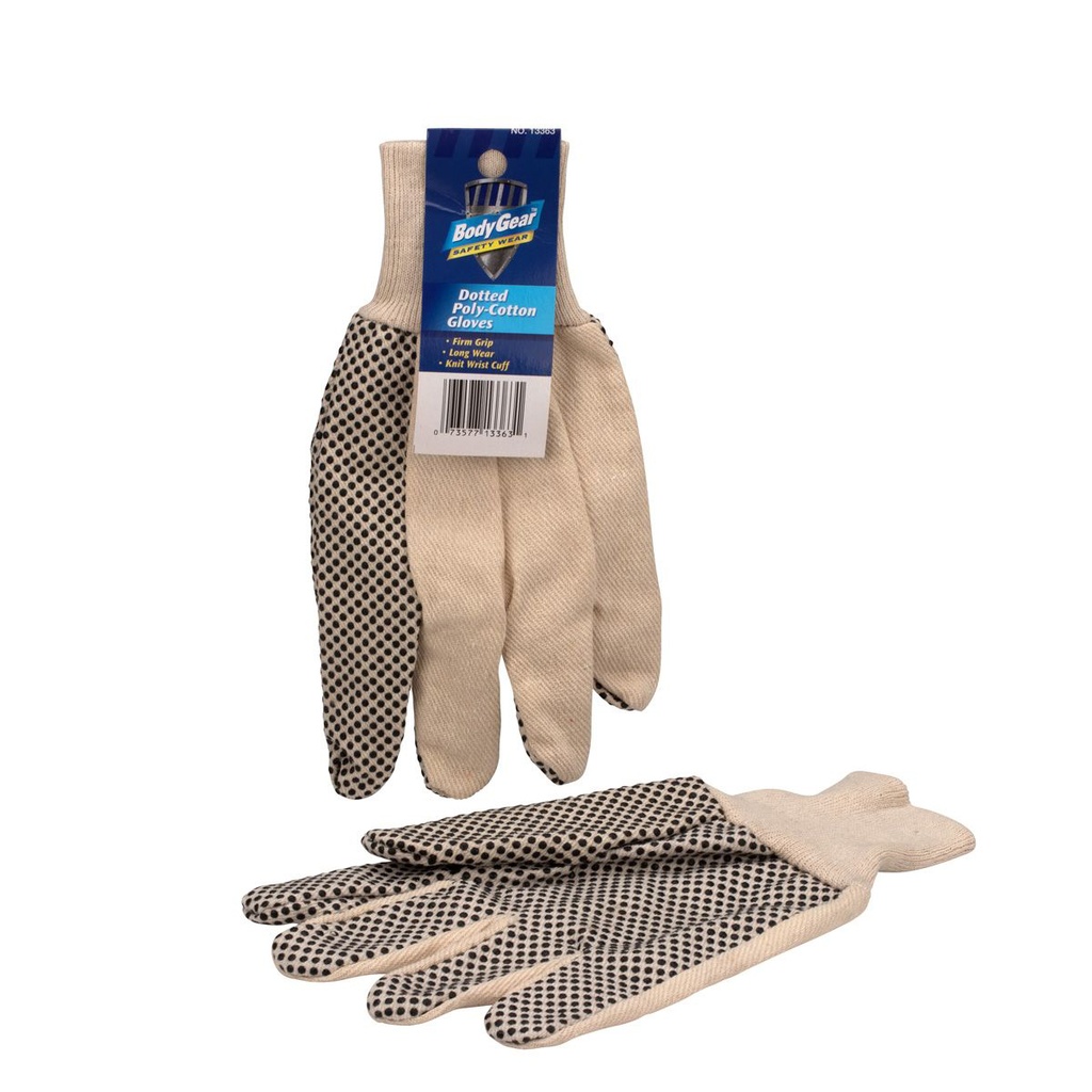 First Aid Only Large Dotted Poly-Cotton Glove, 1 Pair/Pack