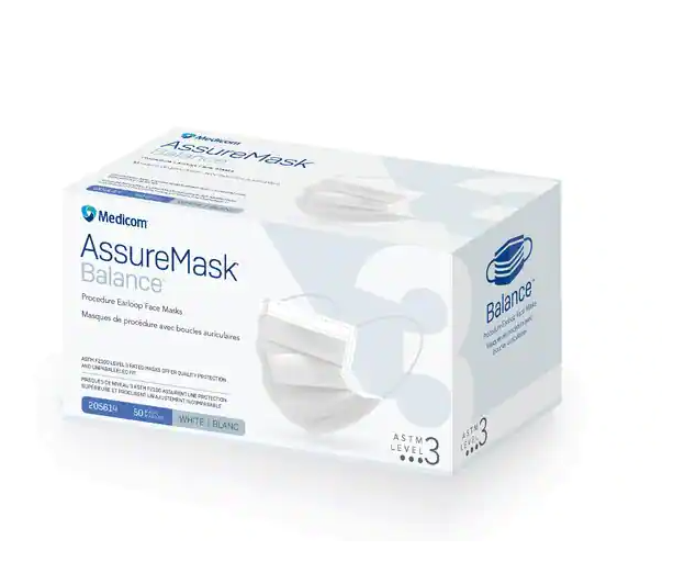 AMD-Medicom Procedure Earloop Face Mask, White, Level 3