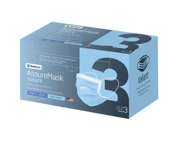 Medicom, Inc. Procedure Earloop Face Mask, ASTM 3, Blue