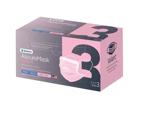 Medicom, Inc. Procedure Earloop Face Mask, ASTM 3, Pink