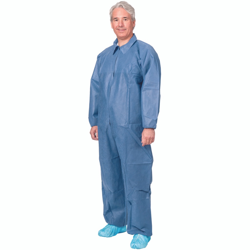 Aspen Surgical Coverall, SMS, Elastic Wrist & Ankle, Blue, Medium