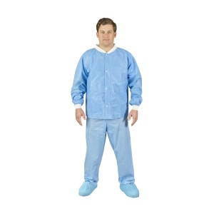 O&M Halyard Protective Lab Jacket, Medium Weight, SMS, Small, Blue