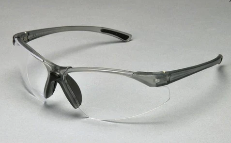 Palmero Bifocal Safety Glasses, Grey Frame/Clear Lens. +2.0 Diopter
