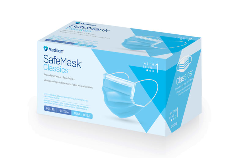 AMD-Medicom Procedure Earloop Face Mask, Blue, ASTM Level 2