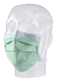 Aspen Surgical Mask, Surgical, Comfort-Plus, w/ Stretch Knit Ties, Green