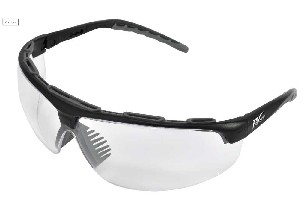 Palmero Wraparound Safety Glasses, Black Frame/Clear Lens, Universal Size