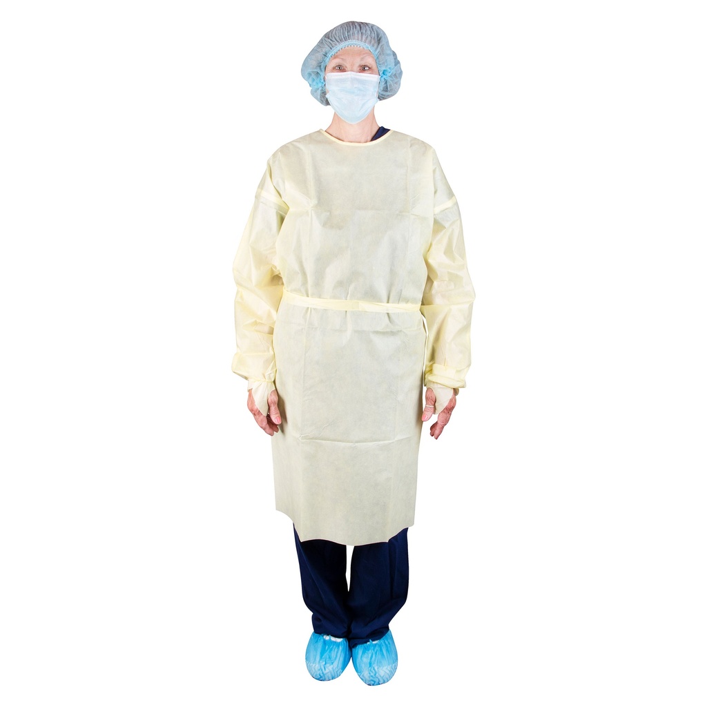 Dukal Corporation Isolation Gown, SMS, Yellow, Non-Sterile, 10/bg, 5 bg/cs