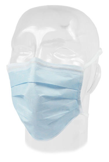 Aspen Surgical Mask, Surgical, Comfort-Plus, w/ Stretch Knit Ties, Blue 25/cs