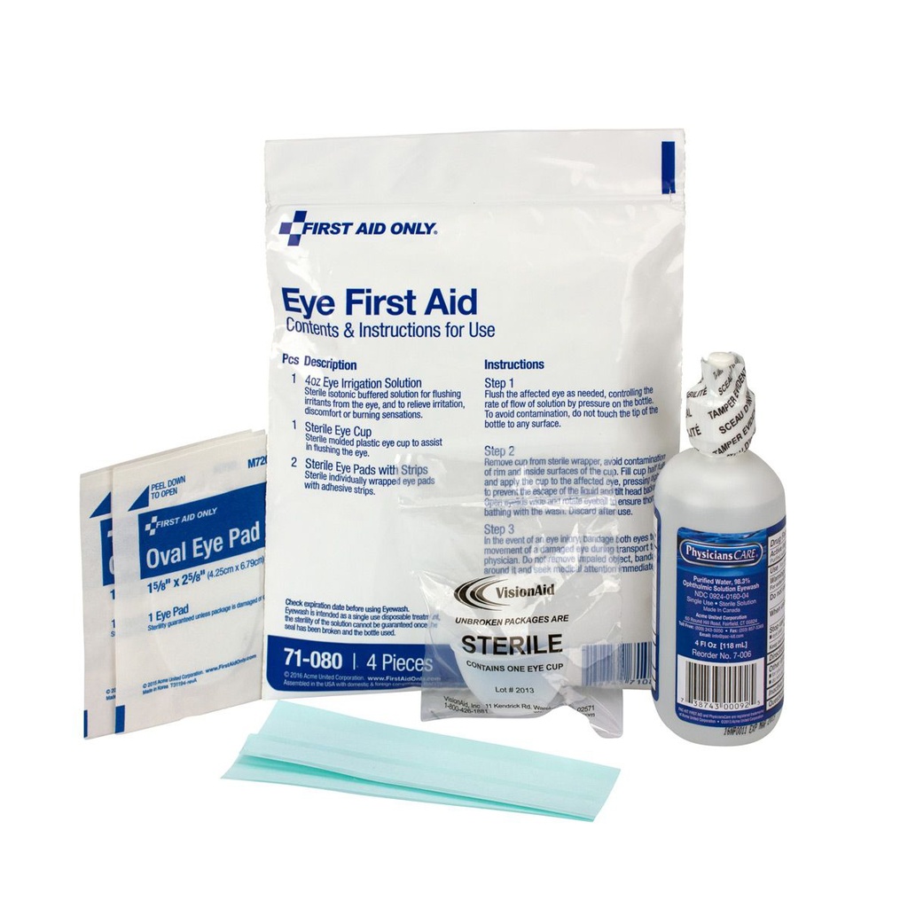 First Aid Only 6 Piece Eye Wound Treatment First Aid Triage Kit with Plastic Bag