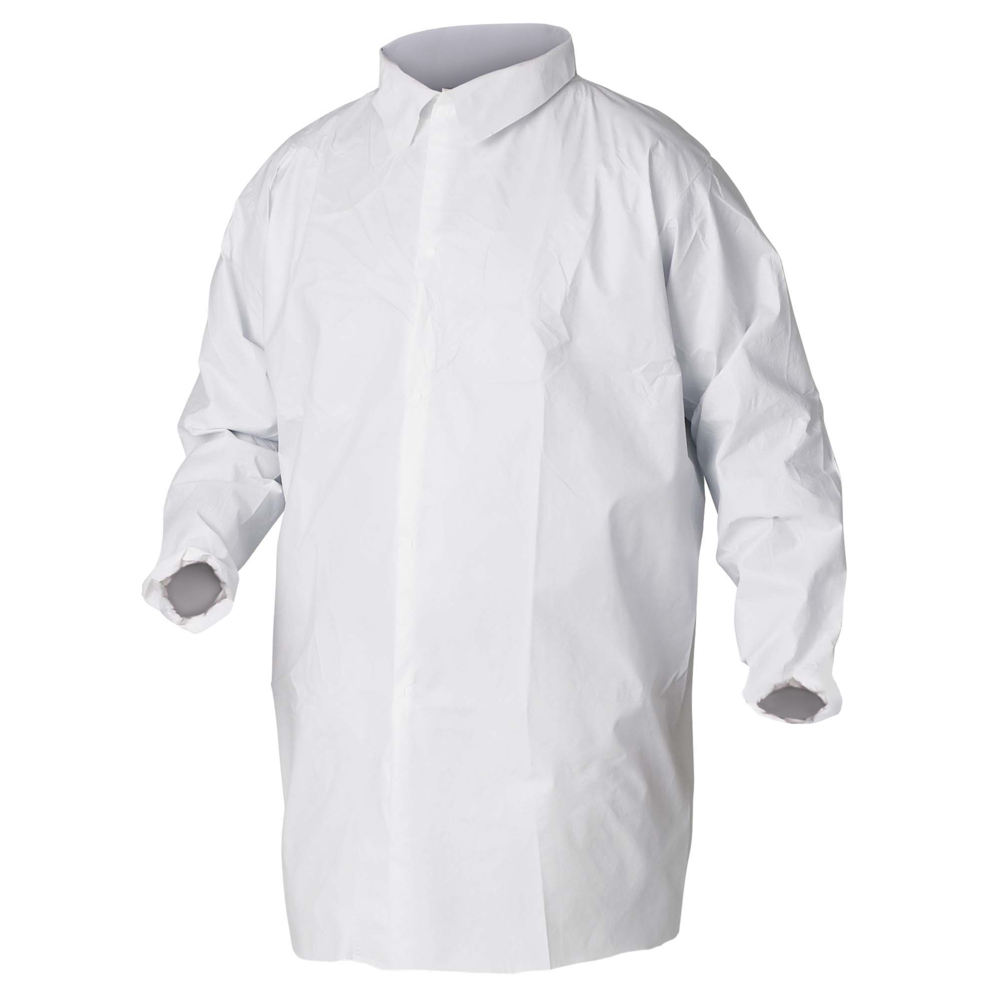 Kimberly-Clark Professional Lab Coat, Elastic Wrists with No Pockets, Small, White