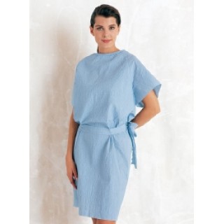 Cardinal Health Exam Gown, 2-Ply, Tissue-Scrim, Attached Waist/Neck Ties, Adult, Blue
