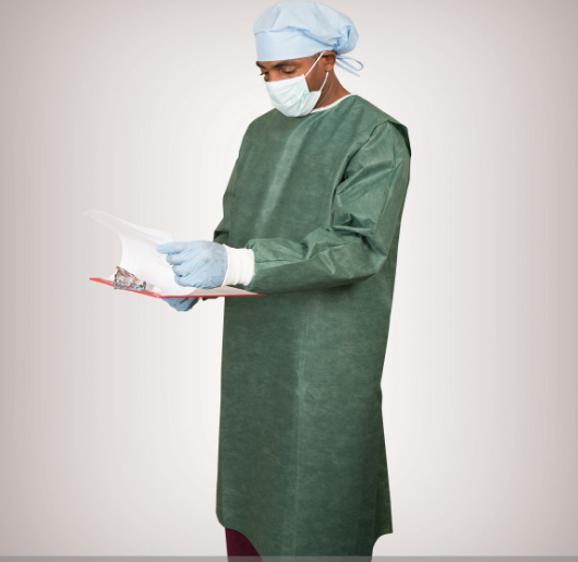 Graham Medical 360° Wrap-Around™ Isolation Gown, Non-Woven, One Size Fits Most, Green