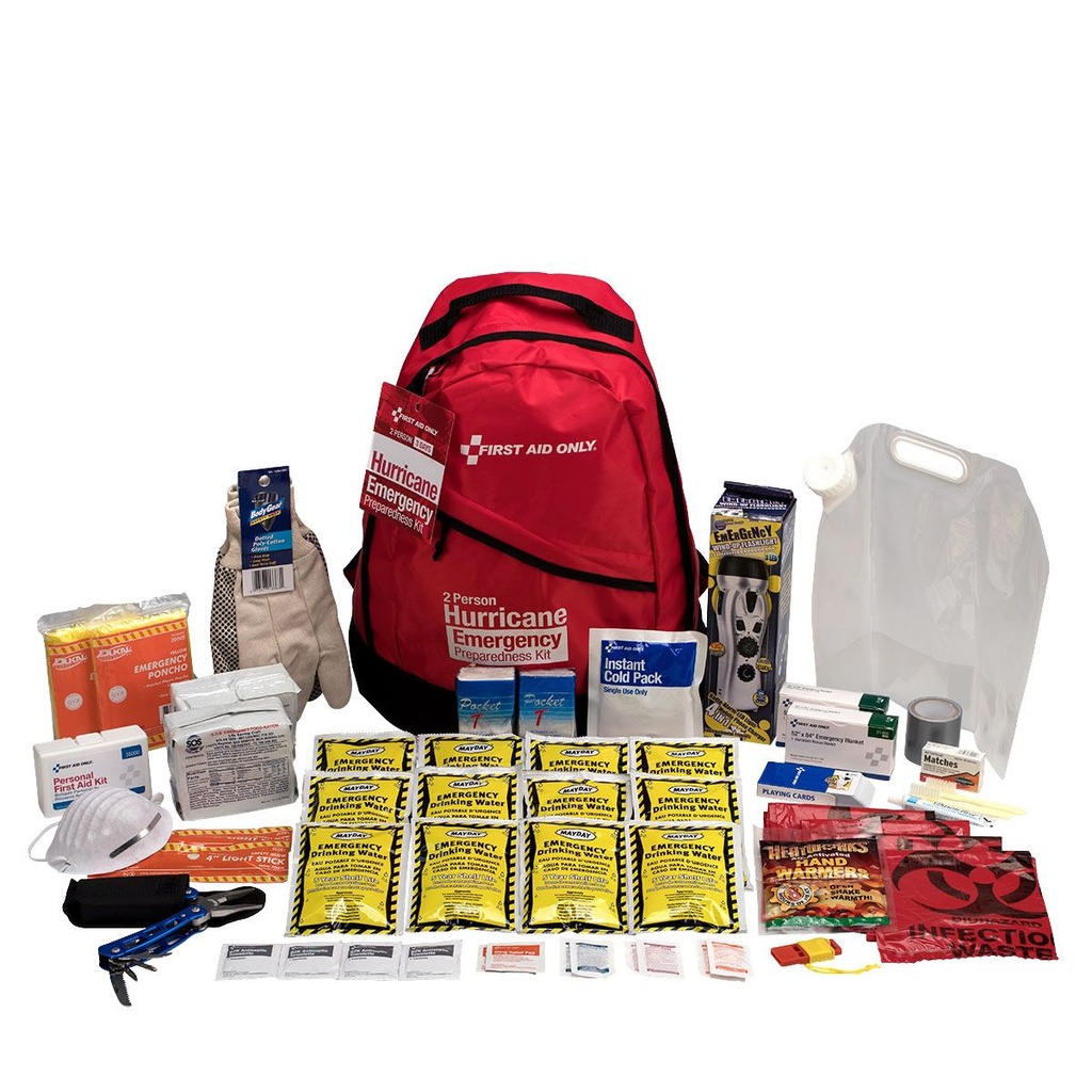 First Aid Only 2 Person Emergency Preparedness Hurricane Kit with Backpack