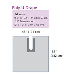 Cardinal Health Poly U-Drape, Clear, Small, with Adhesive, 9.5 x 19.5, Sterile