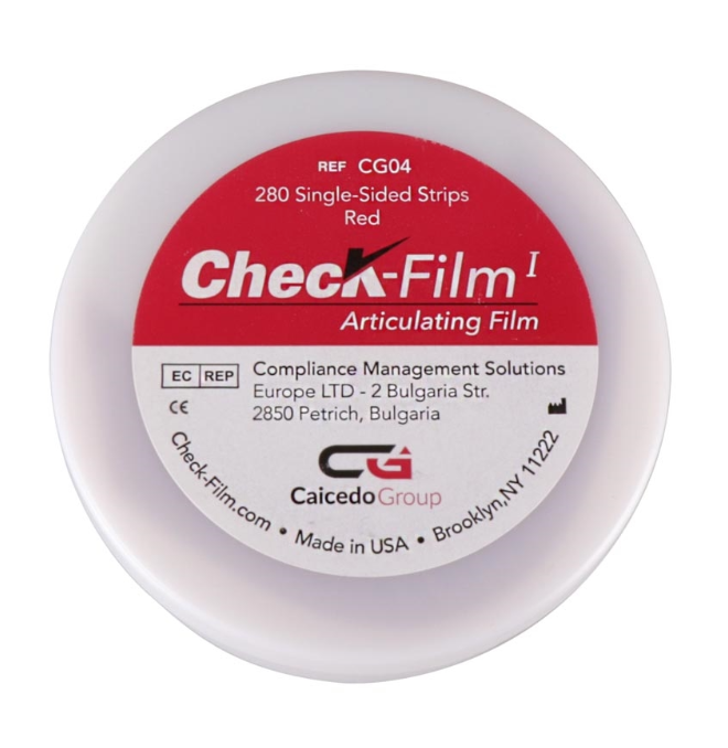 Check-Film I, Moisture-Resistant Articulating Film, Single-Sided, Red, Pre-Cut, 18 Micron