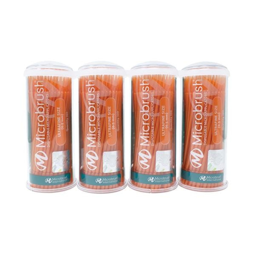 Microbrush® Tube Ultrafine, Orange, 4 Tubes of 100 Applicators, 400/pk