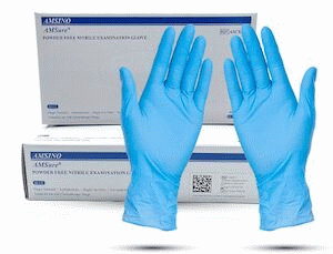 Amsino Exam Glove, Nitrile, Large, Blue, Powder-Free, Chemo-rated 10 bx/cs