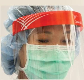 Anti-Fog Facial Shield with Foam Headband, Extended Length, Red, 20/bx, 2 bx/cs