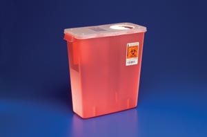 Container, 3 Gal, Multi-Purpose, Red, Hinged Rotor Lid, 13¾"H x 6"D x 13¾"W