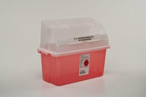 Sharps Container, Translucent Red, 5 Qt, Junior, 14"H x 6"D x 13"W (15 cs/plt)