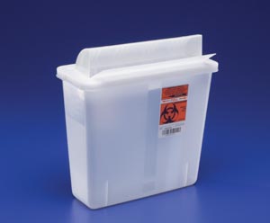 Sharps Container, Always-Open Lid, 5 Qt, Clear, 11"H x 4¾"D x 10¾"W (Suggested sub 8506SA)