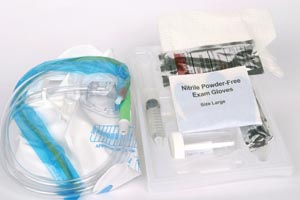 Foley Catheterization Tray, Silicone Coated Latex Catheter, 16FR, 5cc Drain Bag