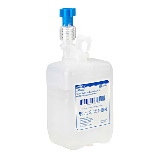 Amsino Sterile Water for Inhalation, Prefilled Humidifer, 550ml (60 cs/plt)