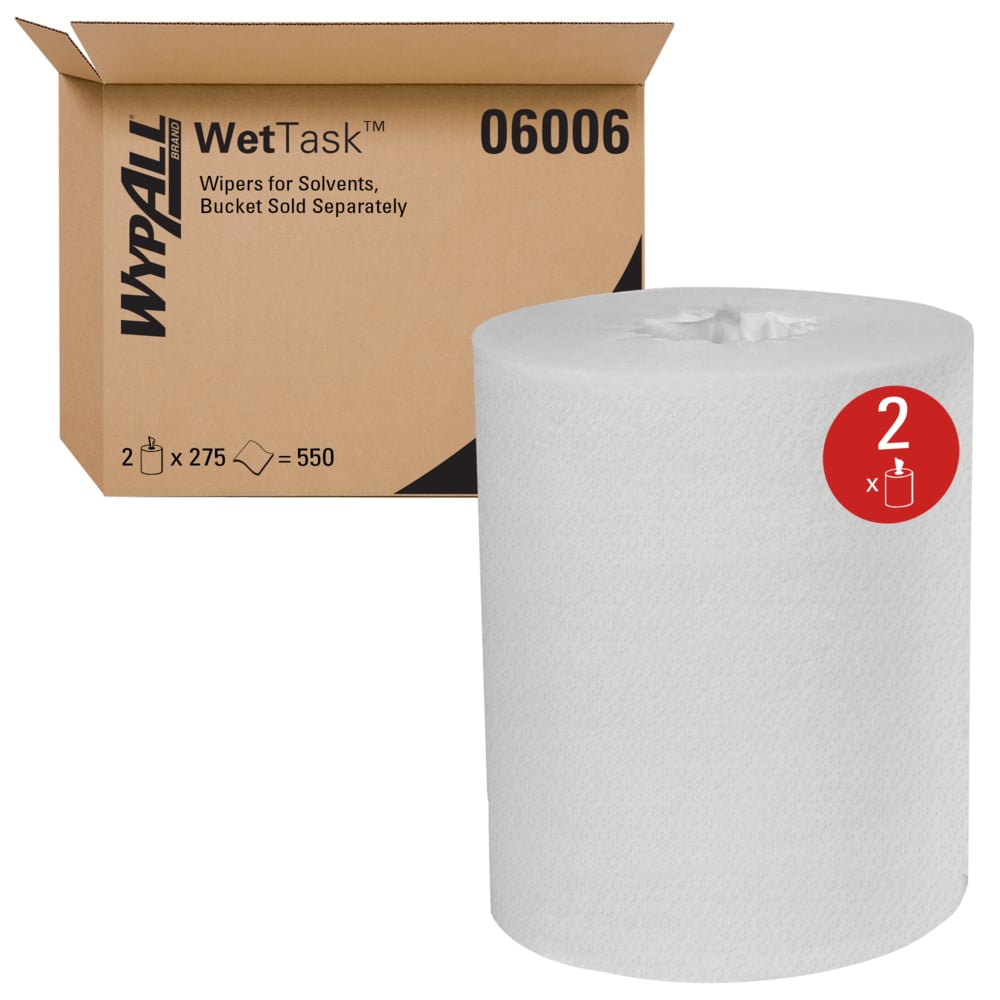 Kimtech Wettask Wipers for Solvents, 9" x 15", 275 sheets/rl, 2 rl/cs