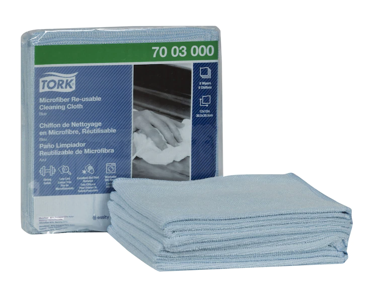 Microfiber Cleaning Cloth, Reusable, 12" x 12", Blue, 6/pk, 8 pk/cs