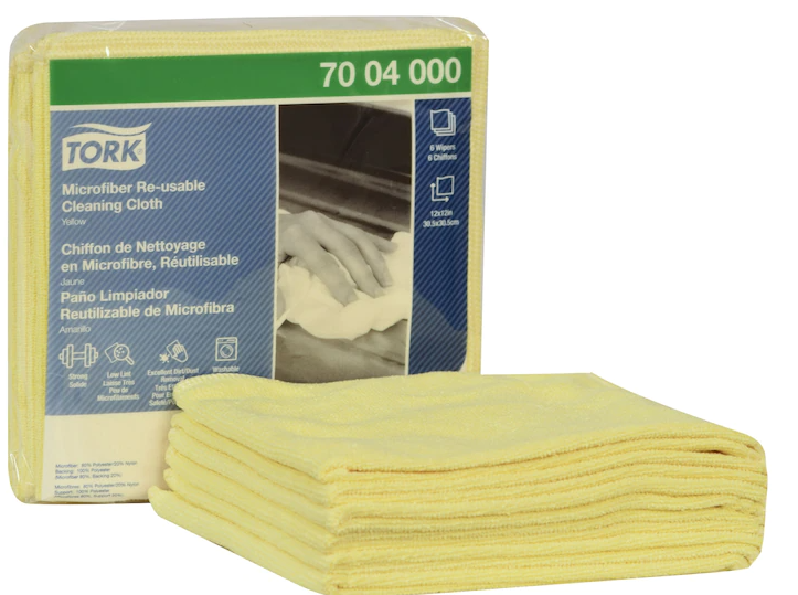 Microfiber Cleaning Cloth, Reusable, 12" x 12", Yellow, 6/pk, 8 pk/cs