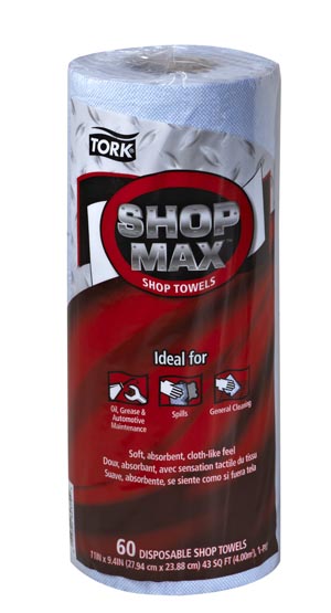 ShopMax Wiper, Roll Towel, Advanced, Blue, 1-Ply, 47ft, 60 sht/rl, 30 rl/cs