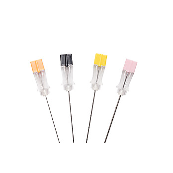 Myco Medical Quincke Needle, Metric Mark, Echogenic Stylet Tip, 22G x 6", Black, 25/bx