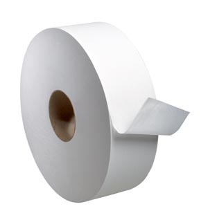 Bath Tissue Roll, Jumbo, Universal, White, 1-Ply, T21, 4000ft, 3.6" x 11.8", 6 rl/cs