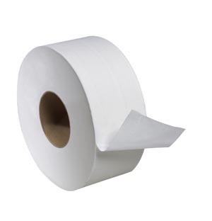 Bath Tissue Roll, Jumbo, Universal, White, 2-Ply, T22, 1000ft, 3.6" x 8.8", 12 rl/cs