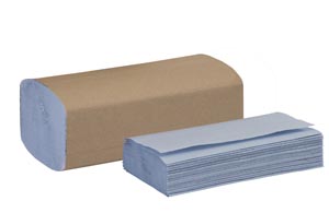Universal Windshield Paper Towel, Folded, 1-Ply, Blue, 10.3" x 9.1", 250 sht/pk, 9 pk/cs