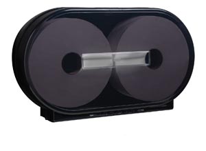 Bath Tissue Roll Dispenser, Jumbo, Twin, Universal, Black, T1, Plastic, 13" x 21.5" x 5.5"