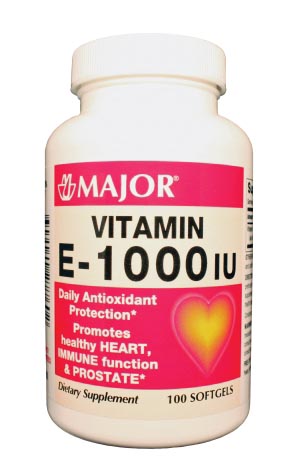 Major Pharmaceuticals Vitamin E, 1000 IU, SoftGel Caplets, 100s, NDC# 00904-0277-60